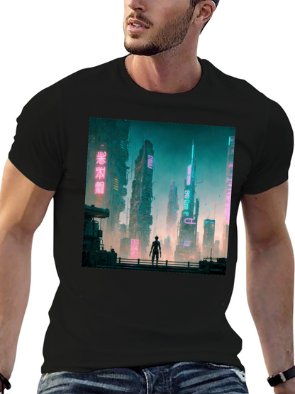 Cyberpunk Cityscape Graphic Tee - Futuristic Fashion