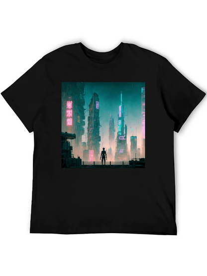 Cyberpunk Cityscape Graphic Tee - Futuristic Fashion