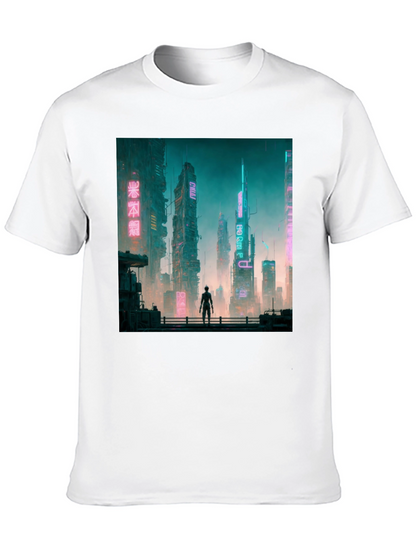 Cyberpunk Cityscape Graphic Tee - Futuristic Fashion