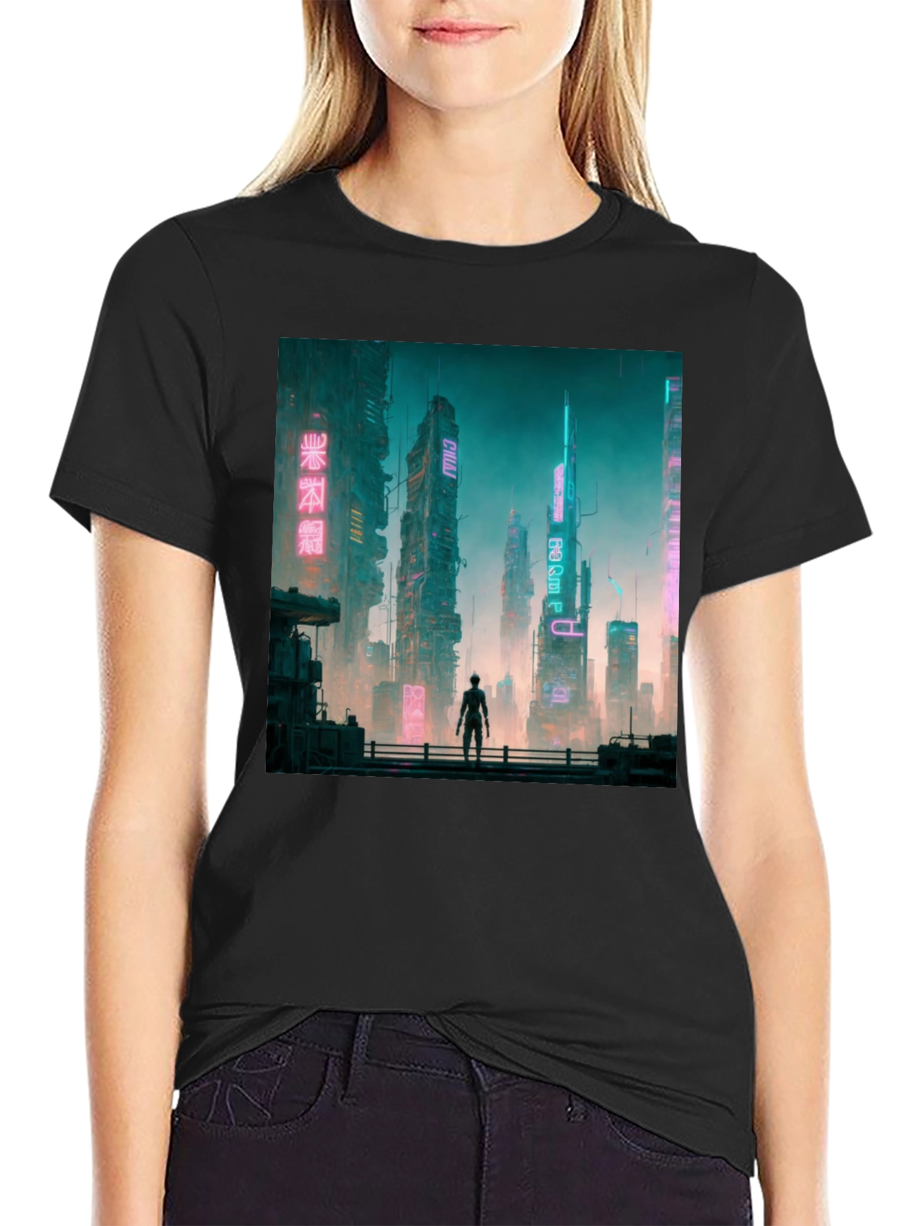 Cyberpunk Cityscape Graphic Tee - Futuristic Fashion