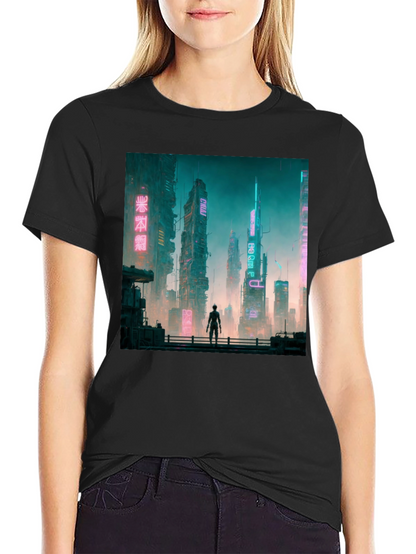 Cyberpunk Cityscape Graphic Tee - Futuristic Fashion
