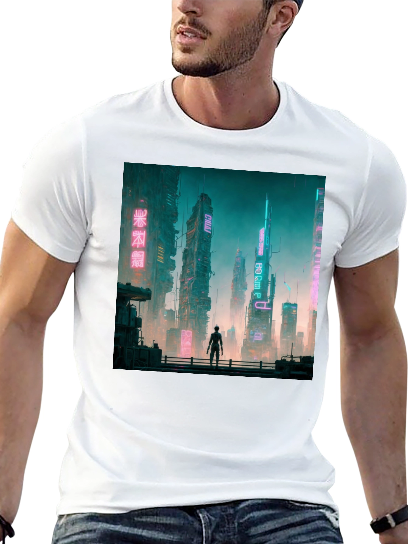 Cyberpunk Cityscape Graphic Tee - Futuristic Fashion