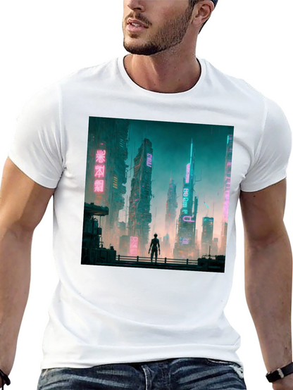 Cyberpunk Cityscape Graphic Tee - Futuristic Fashion