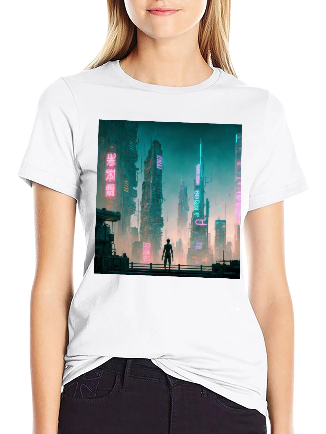 Cyberpunk Cityscape Graphic Tee - Futuristic Fashion