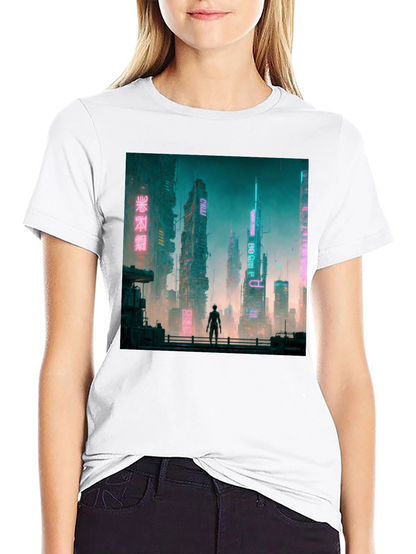 Cyberpunk Cityscape Graphic Tee - Futuristic Fashion