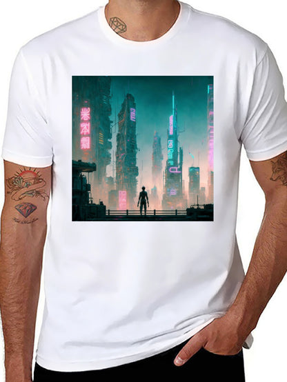 Cyberpunk Cityscape Graphic Tee - Futuristic Fashion