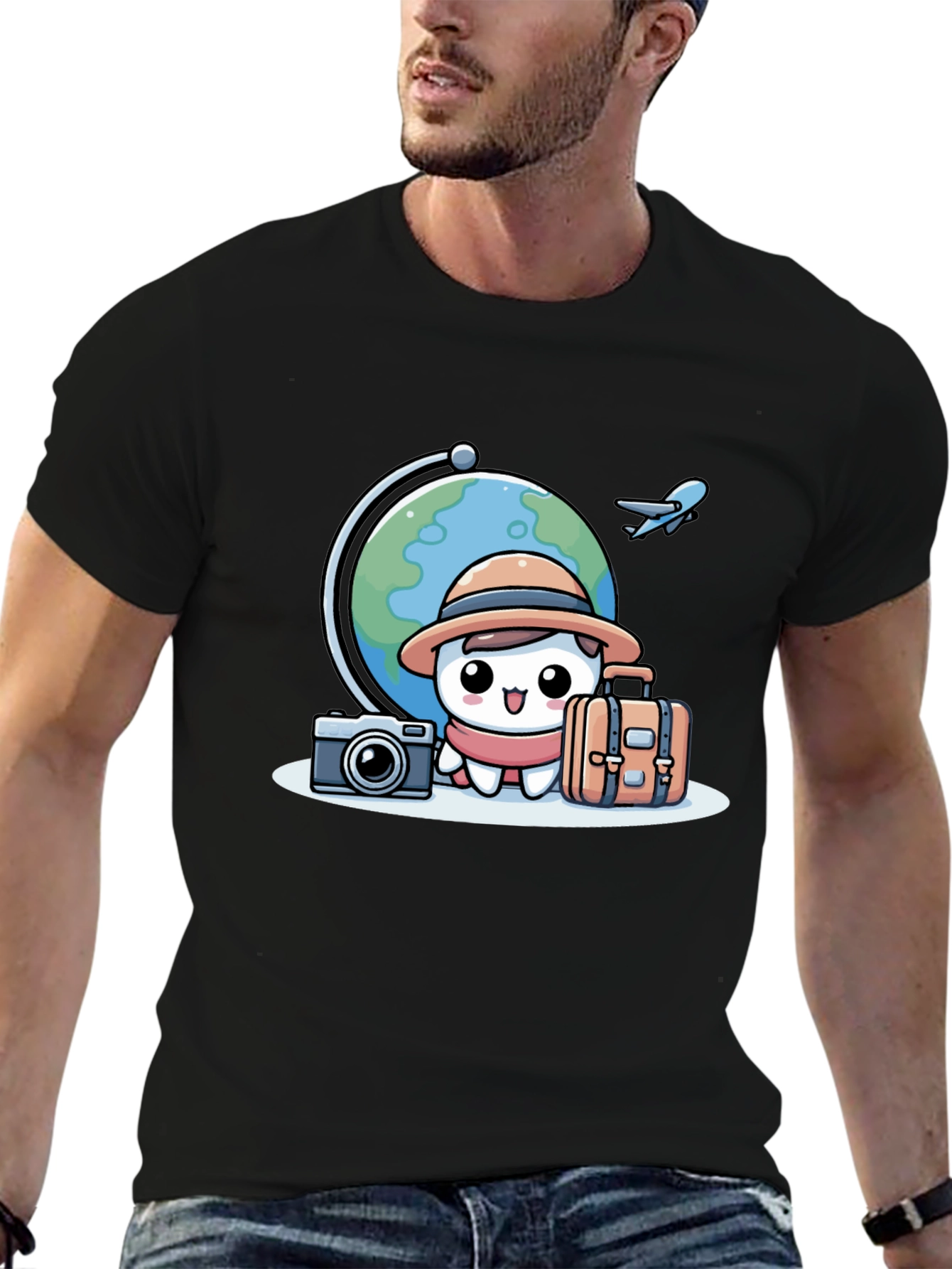 Cartoon Traveler T-Shirt - Globe Trotter Style