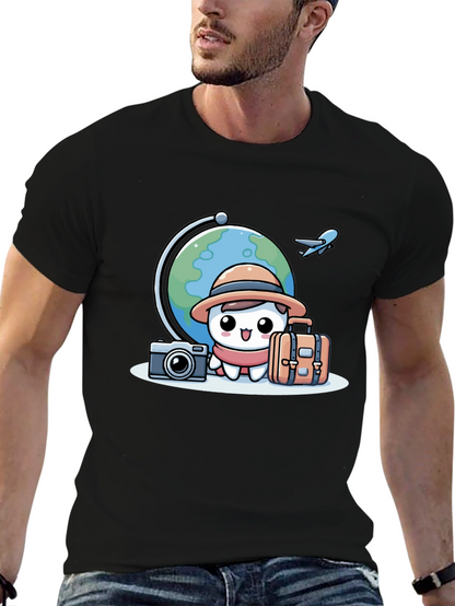 Cartoon Traveler T-Shirt - Globe Trotter Style