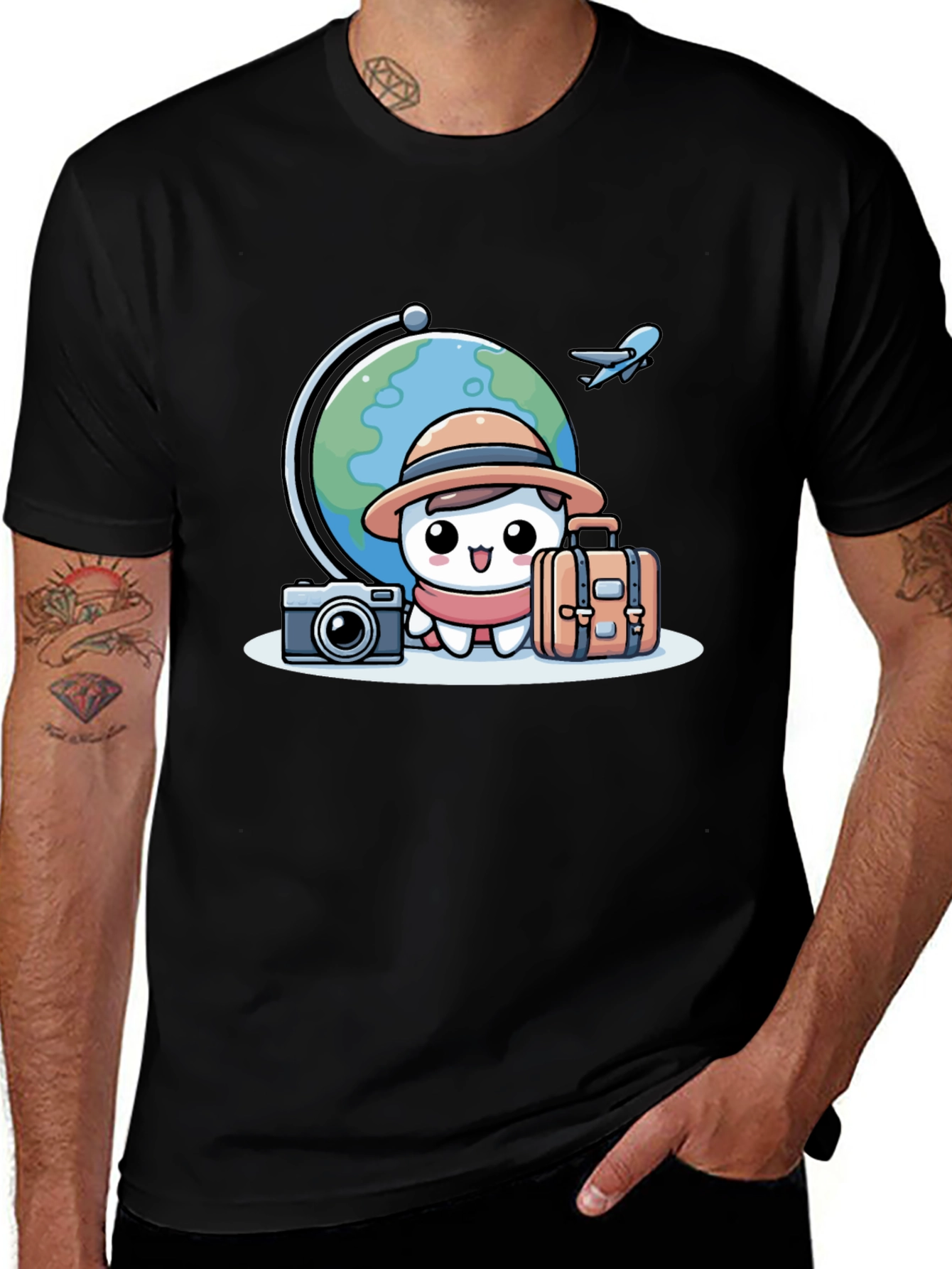 Cartoon Traveler T-Shirt - Globe Trotter Style