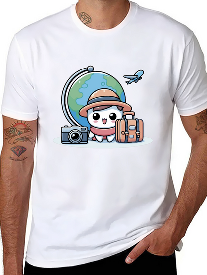 Cartoon Traveler T-Shirt - Globe Trotter Style