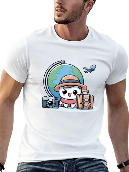 Cartoon Traveler T-Shirt - Globe Trotter Style