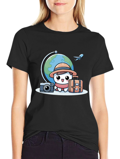 Cartoon Traveler T-Shirt - Globe Trotter Style