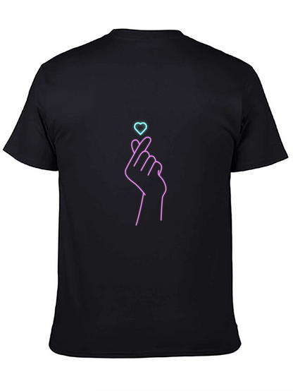 Finger Heart Graphic Tee - Trendy Black T-Shirt