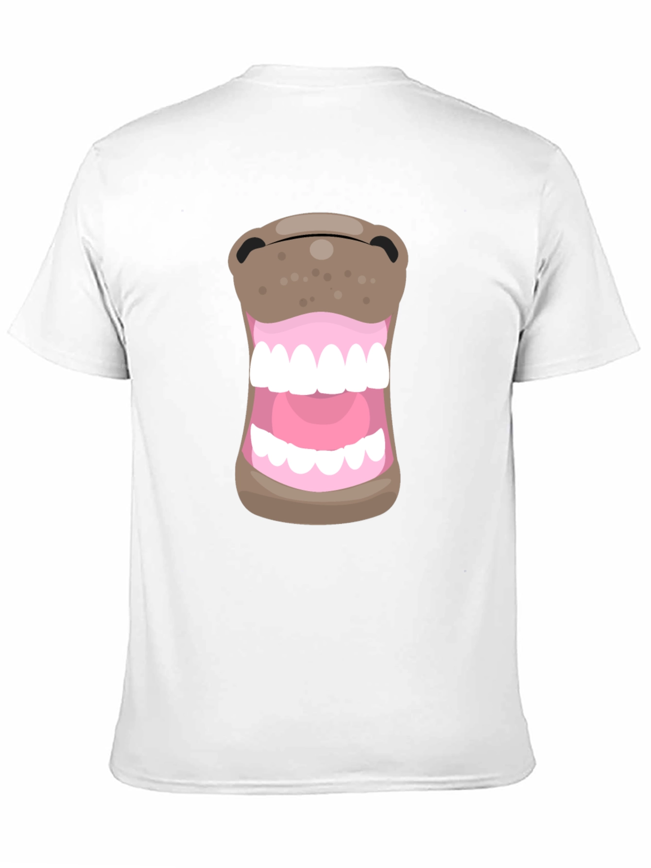 Funny Hippo Mouth Graphic Black T-Shirt