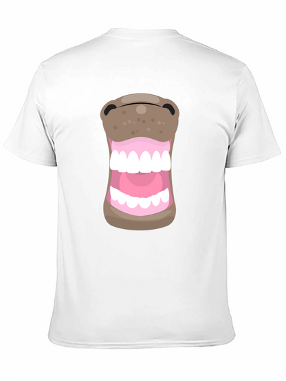 Funny Hippo Mouth Graphic Black T-Shirt