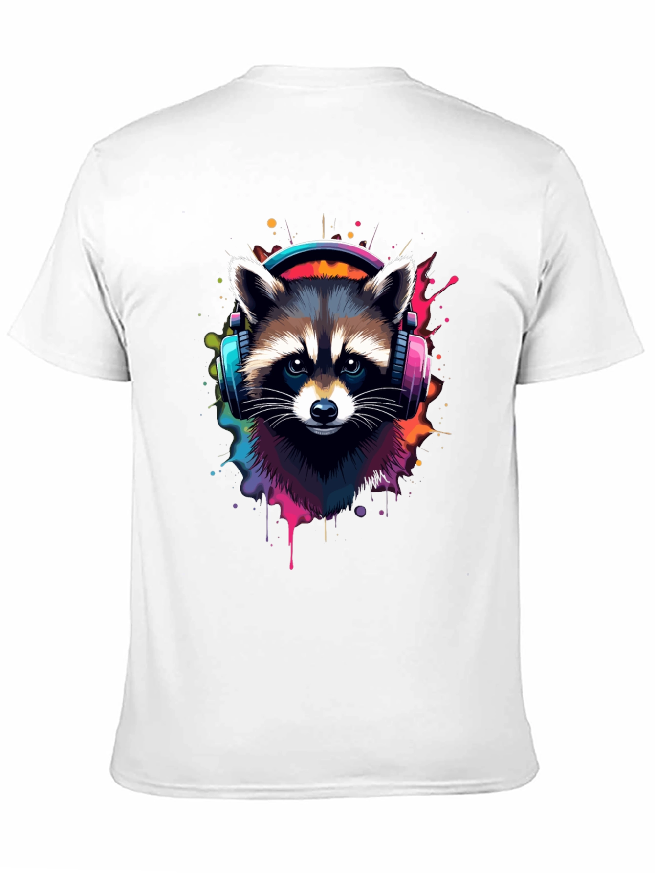 Cool Raccoon Headphone Black Tee