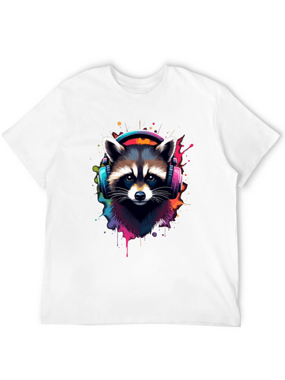 Cool Raccoon Headphone Black Tee
