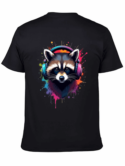 Cool Raccoon Headphone Black Tee