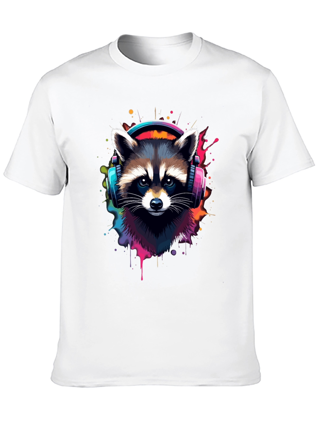 Cool Raccoon Headphone Black Tee