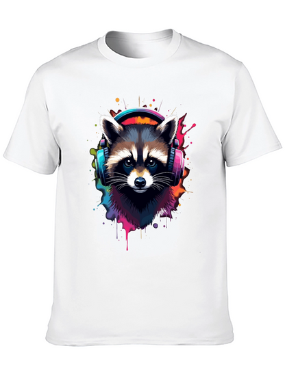 Cool Raccoon Headphone Black Tee