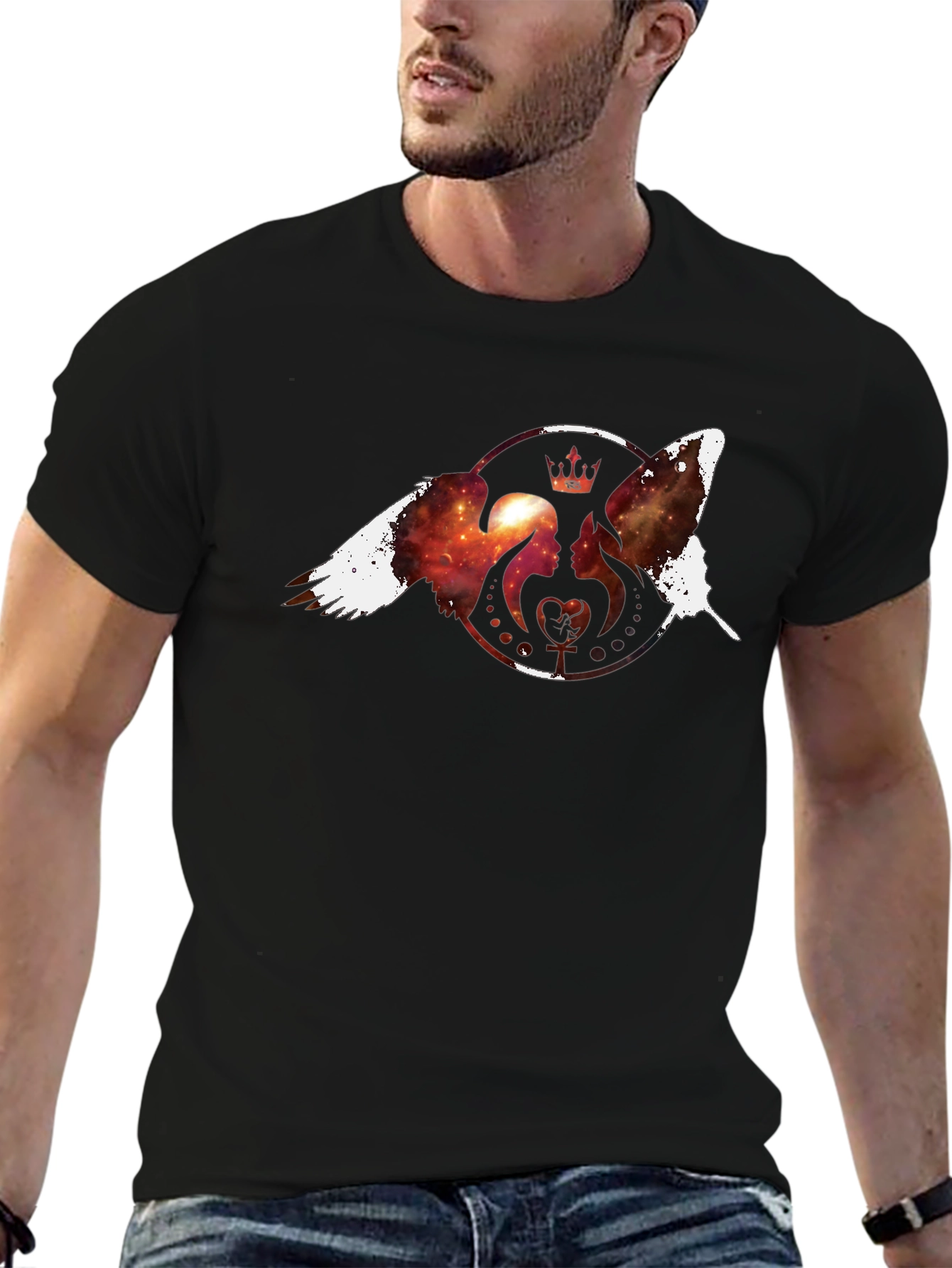 Cosmic Royalty Black T-Shirt - Unique Design
