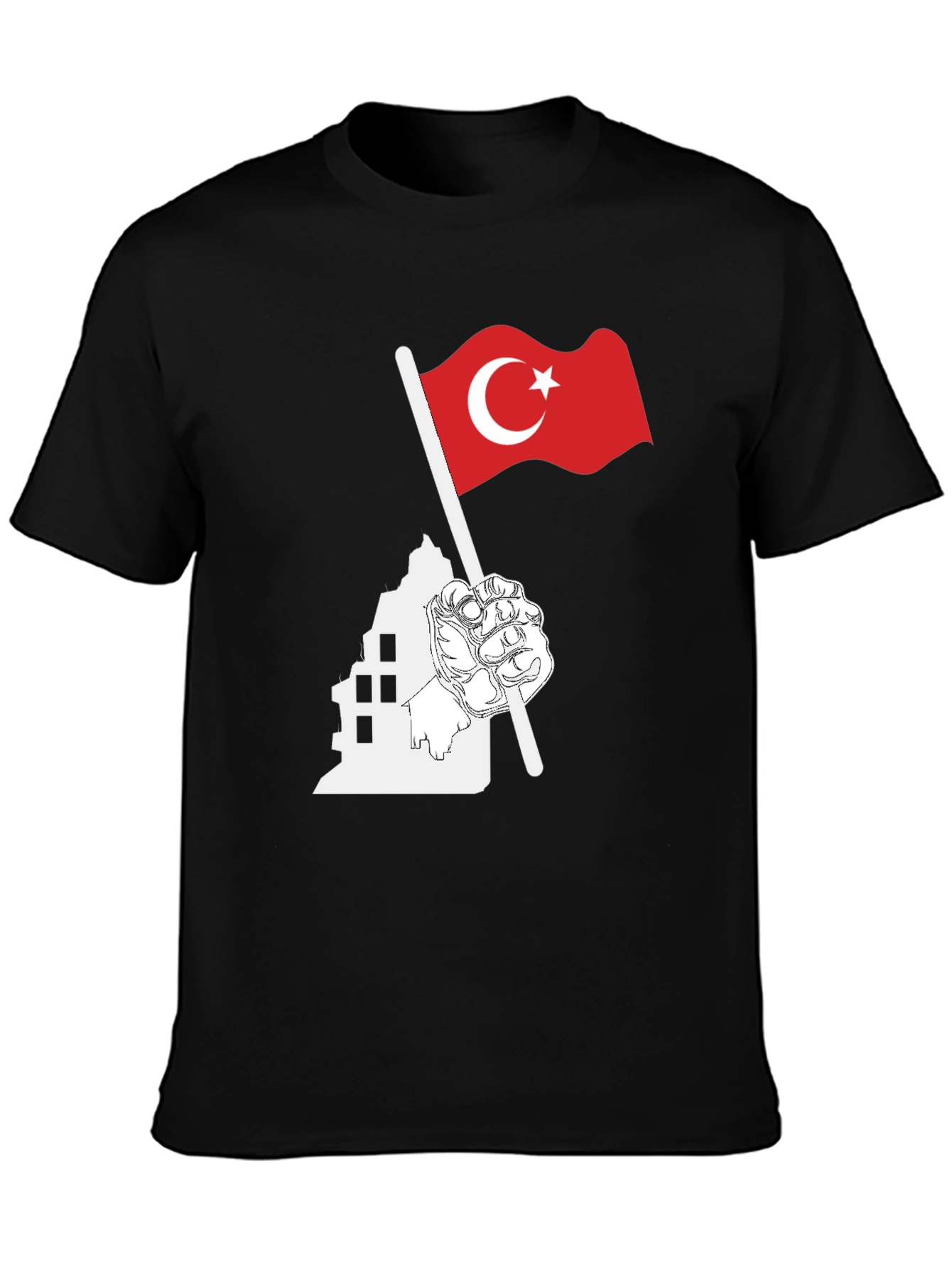 Turkey Flag Graphic Black T-Shirt