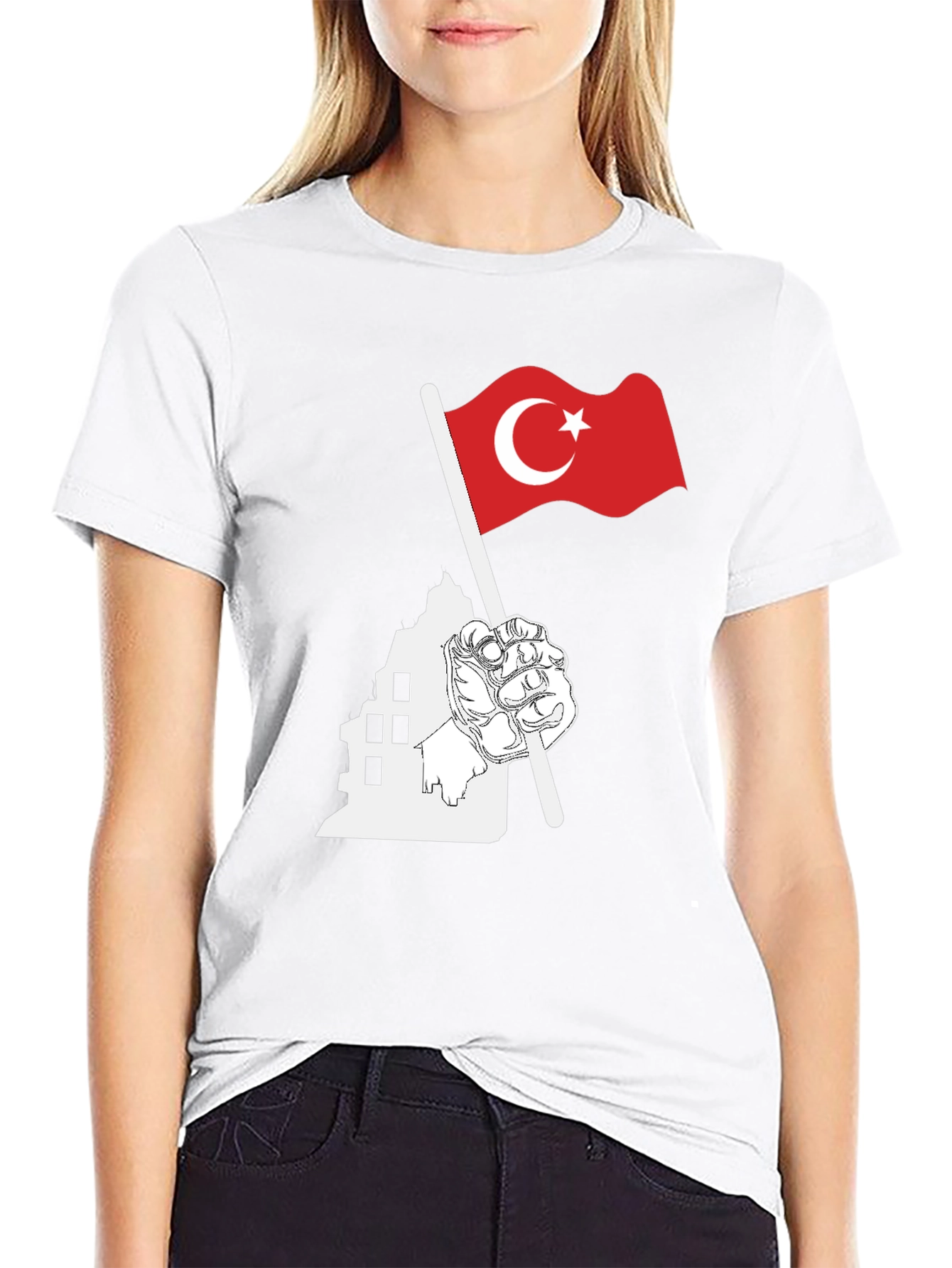 Turkey Flag Graphic Black T-Shirt