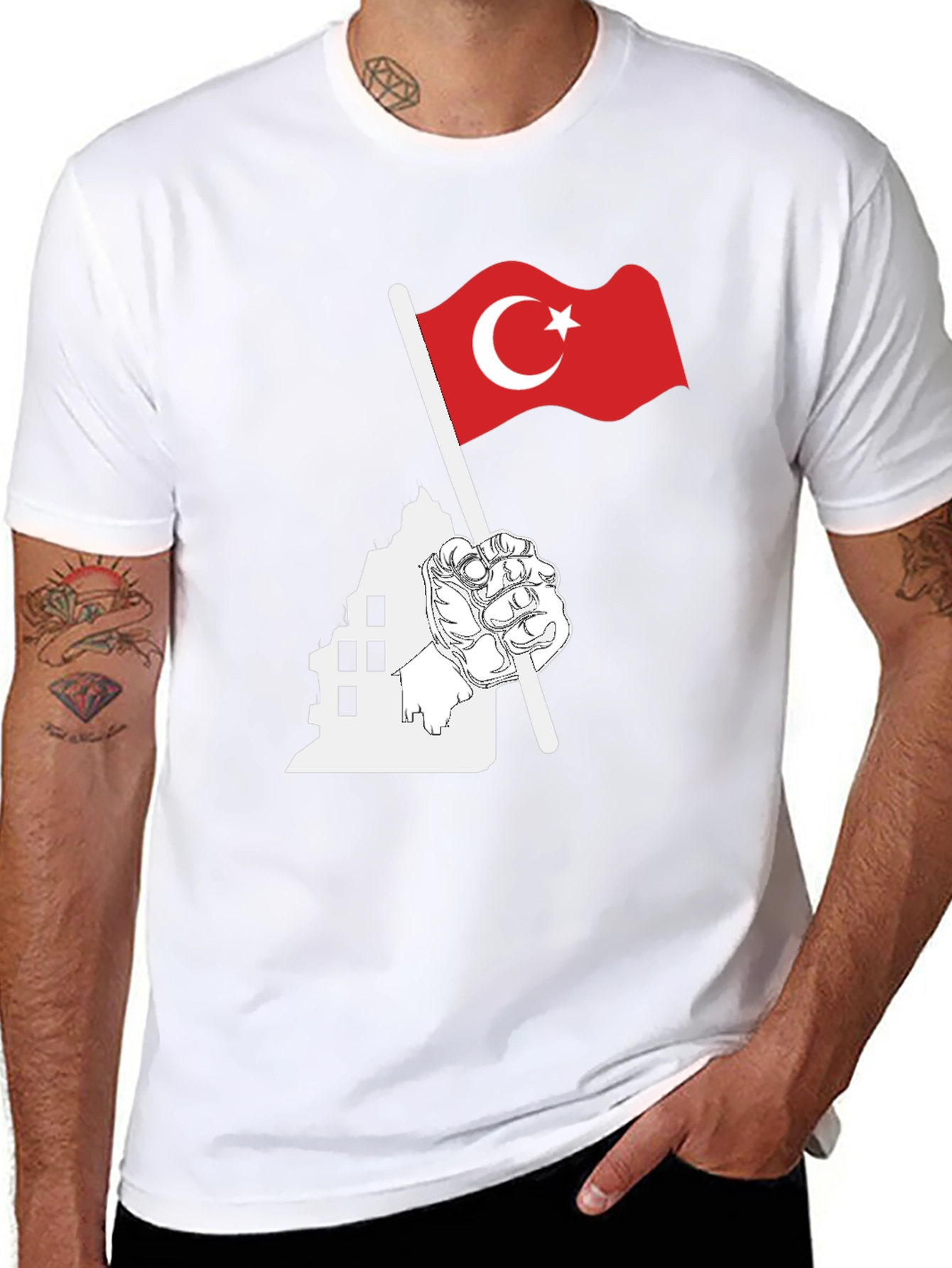Turkey Flag Graphic Black T-Shirt