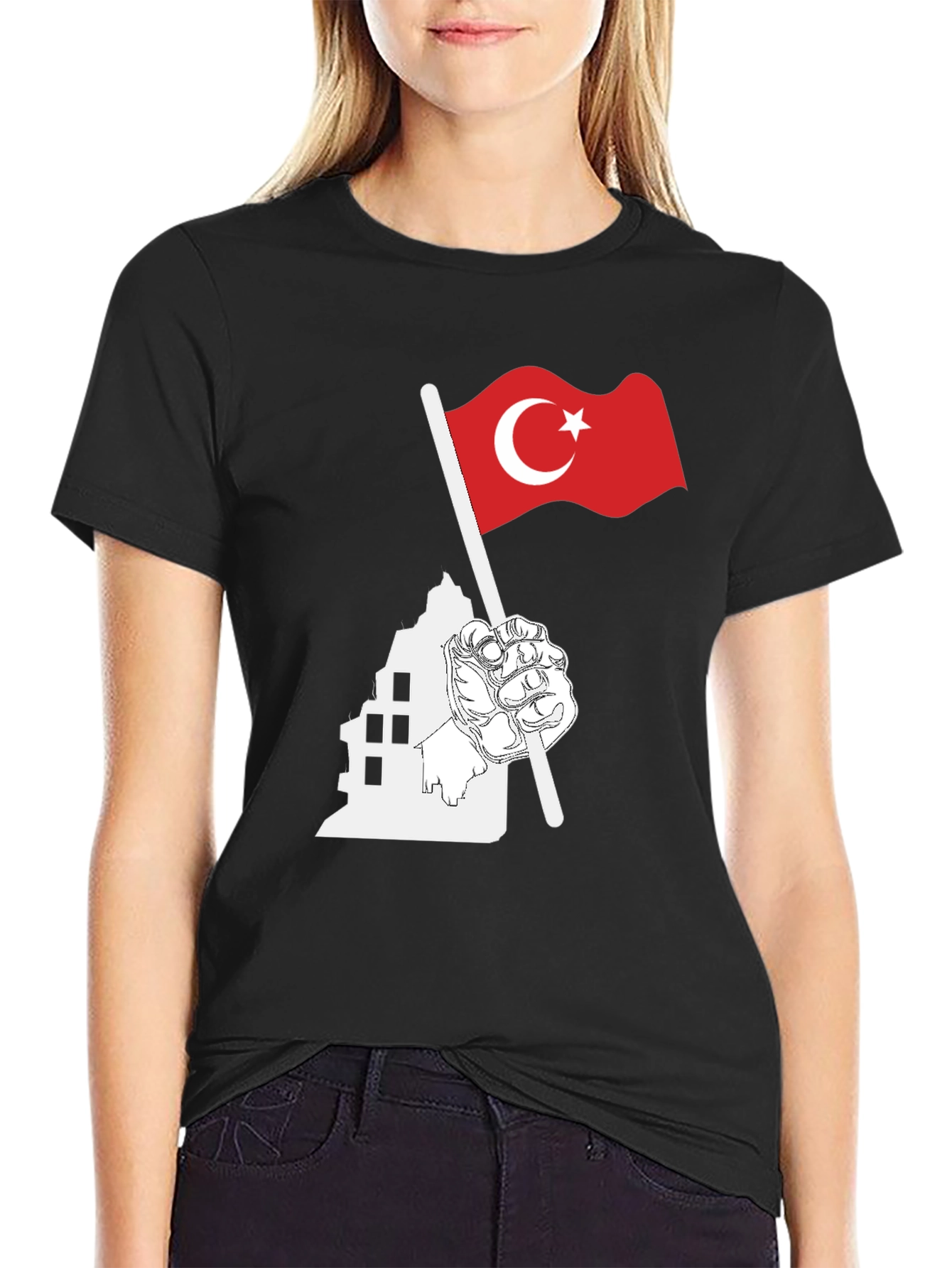 Turkey Flag Graphic Black T-Shirt
