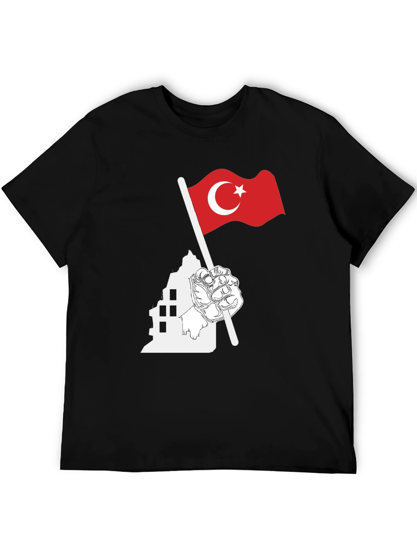 Turkey Flag Graphic Black T-Shirt
