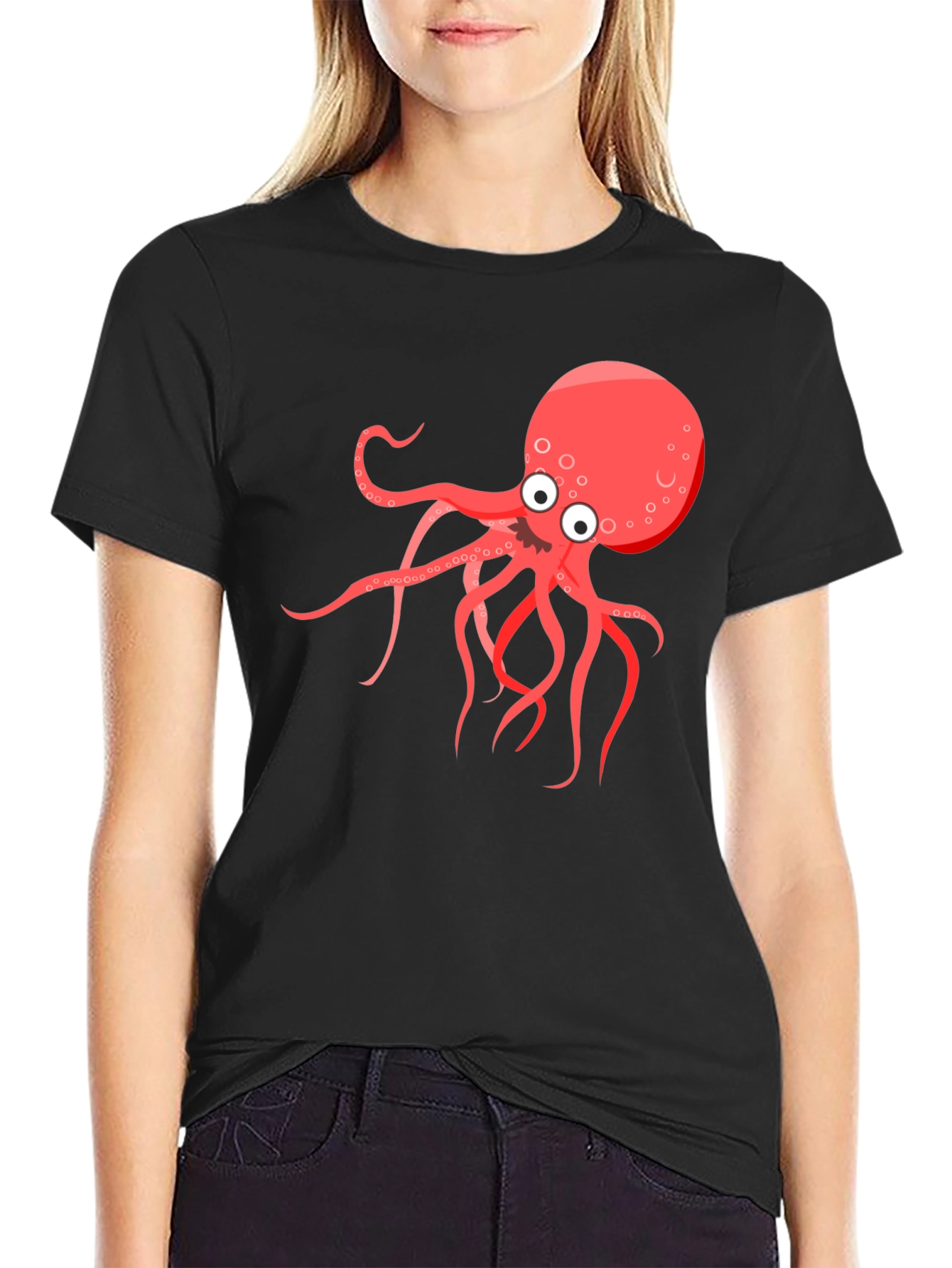 Cartoon Octopus Graphic T-Shirt
