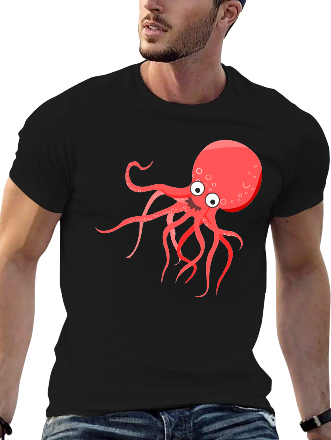 Cartoon Octopus Graphic T-Shirt