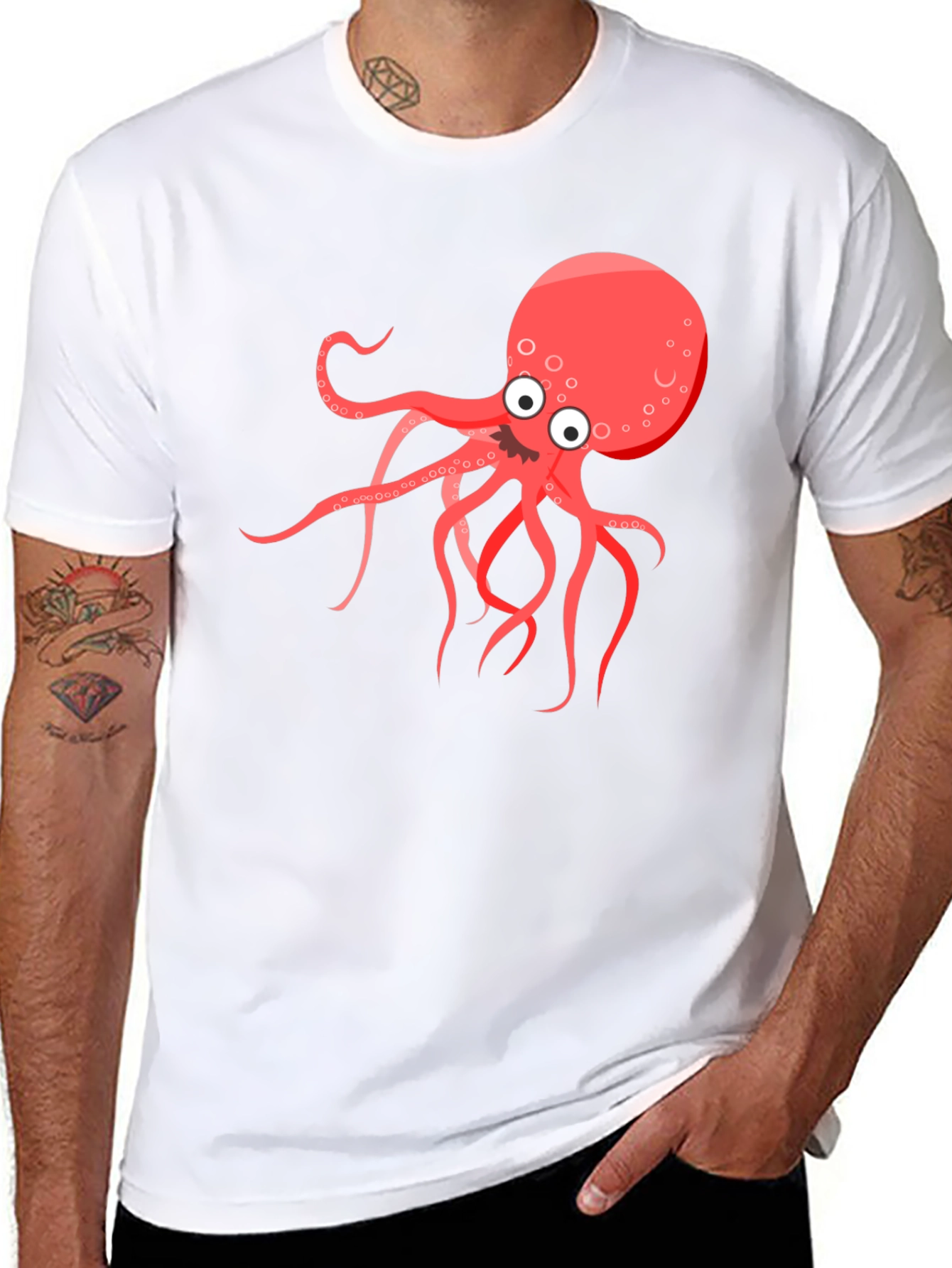 Cartoon Octopus Graphic T-Shirt