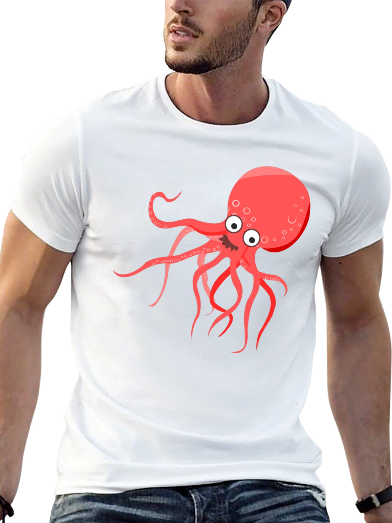 Cartoon Octopus Graphic T-Shirt