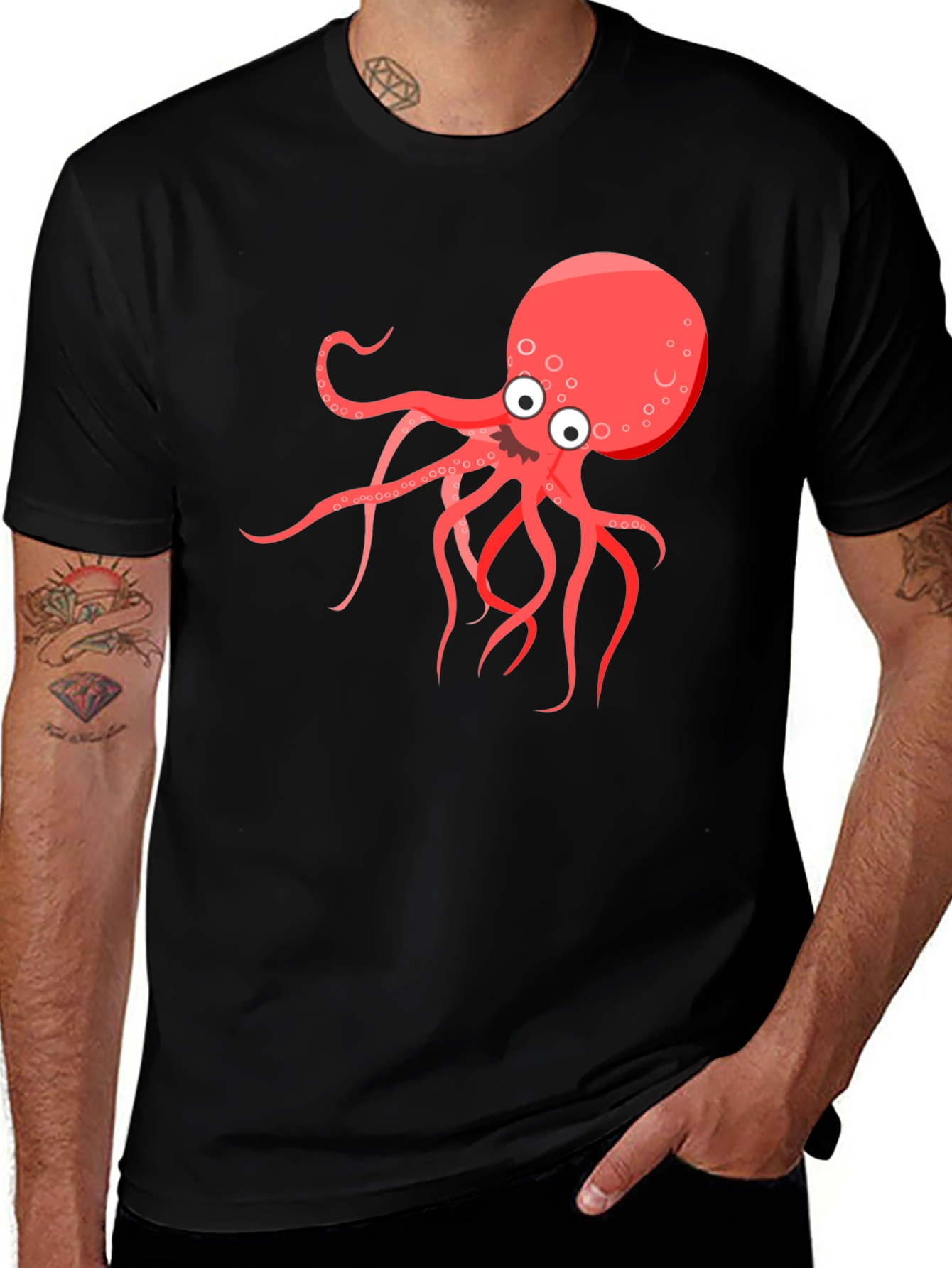 Cartoon Octopus Graphic T-Shirt
