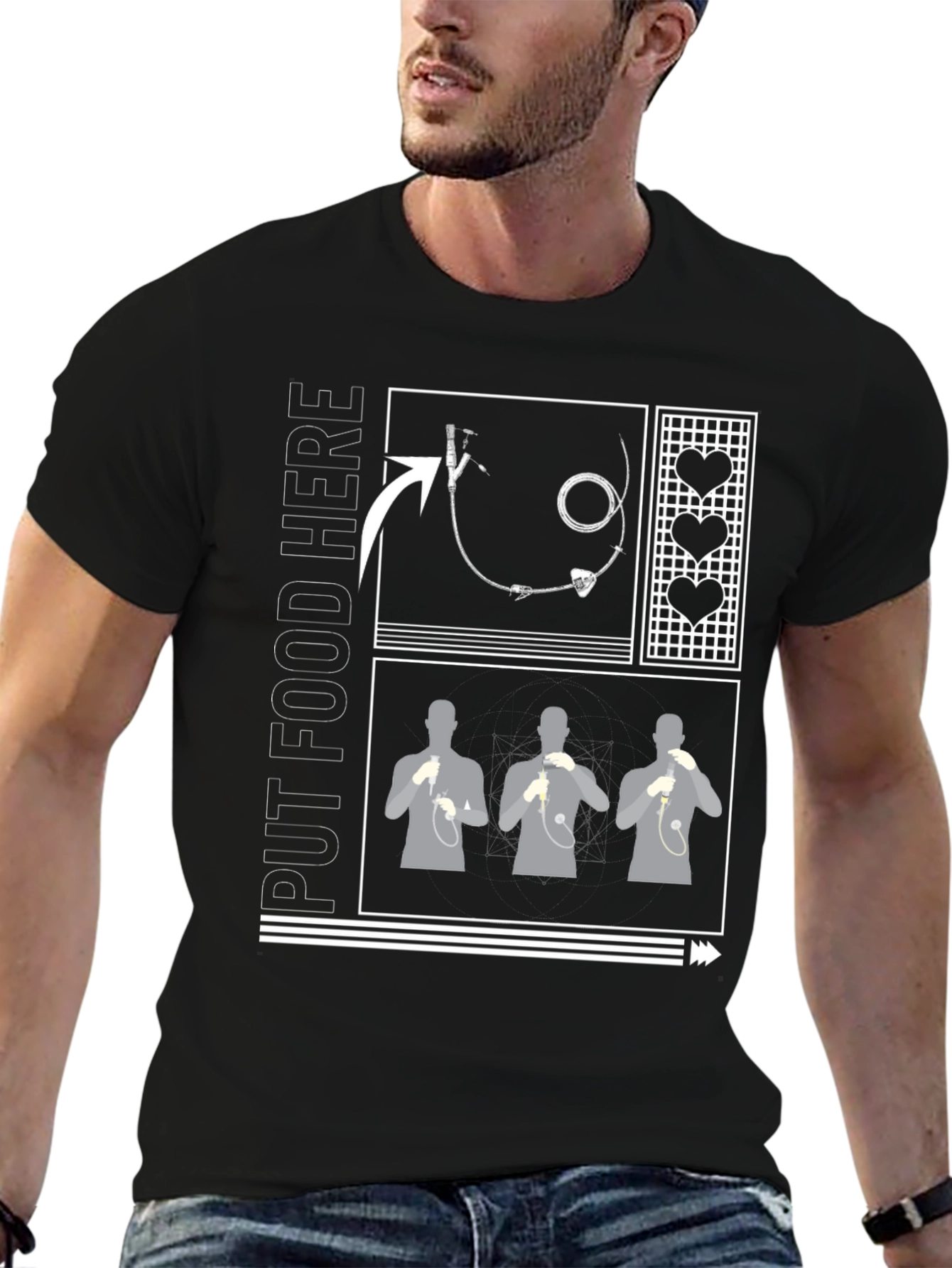 Put Food Here Funny Tube Feeding T-Shirt