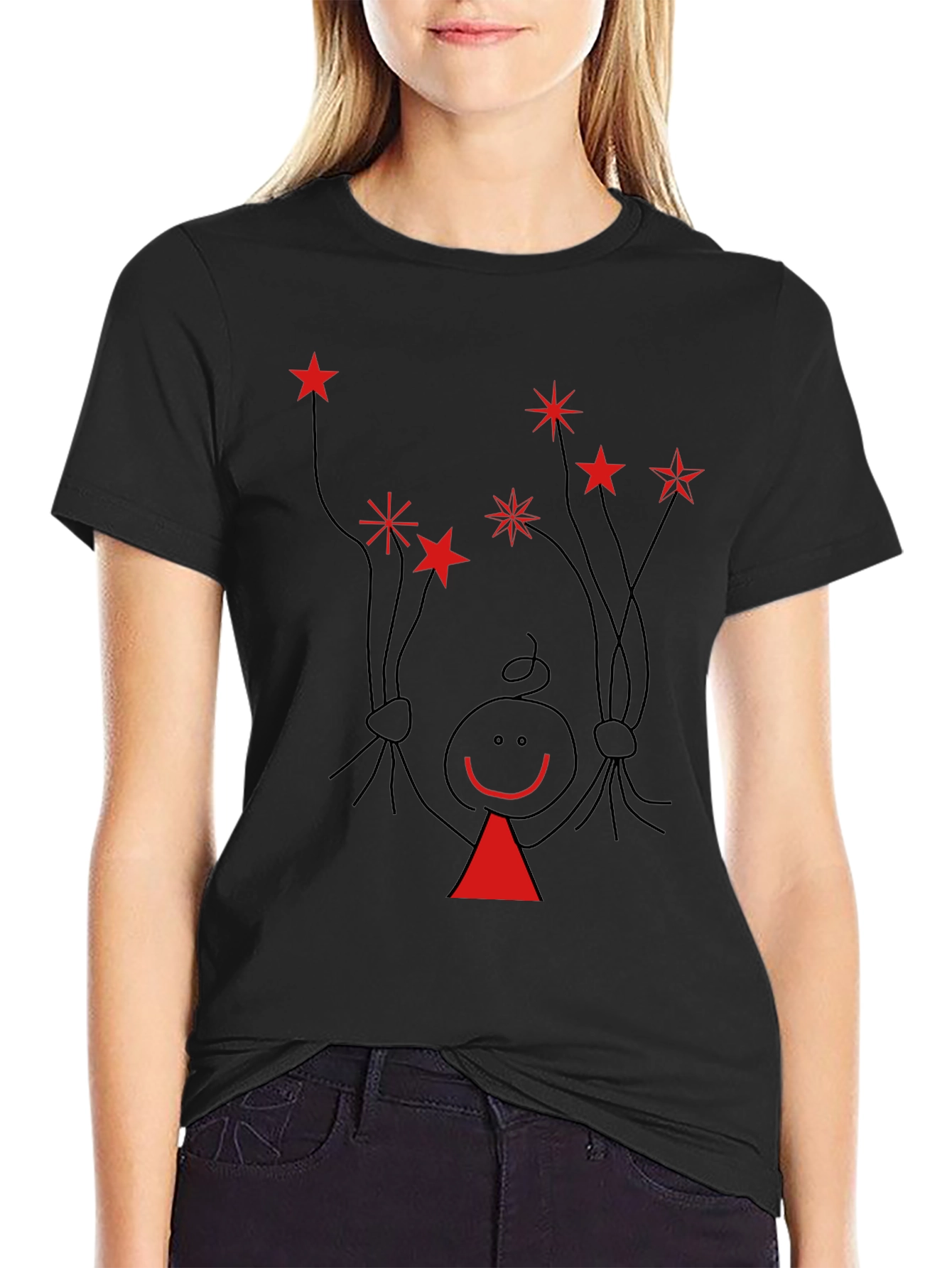 Novelty Stick Figure Star Graphic Tee