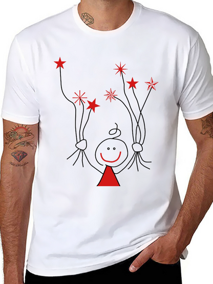 Novelty Stick Figure Star Graphic Tee