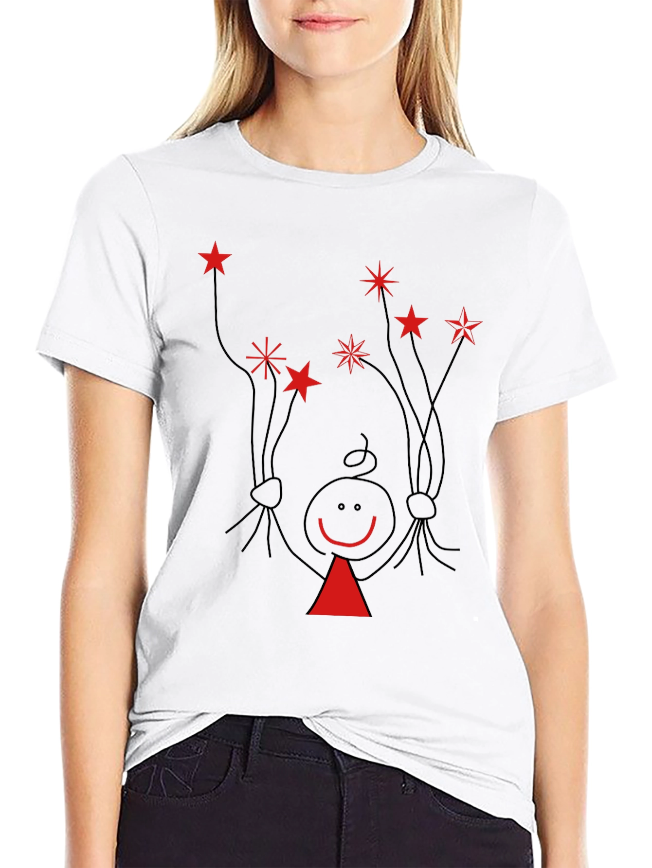 Novelty Stick Figure Star Graphic Tee