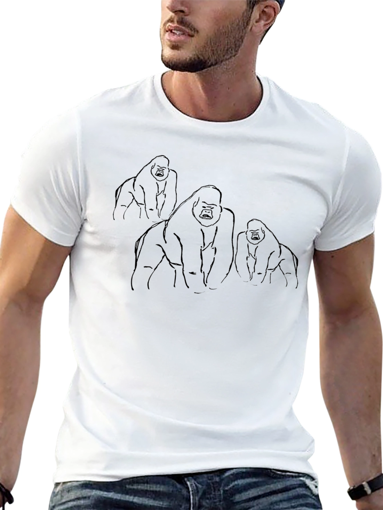 Gorilla Sketch Graphic Black T-Shirt