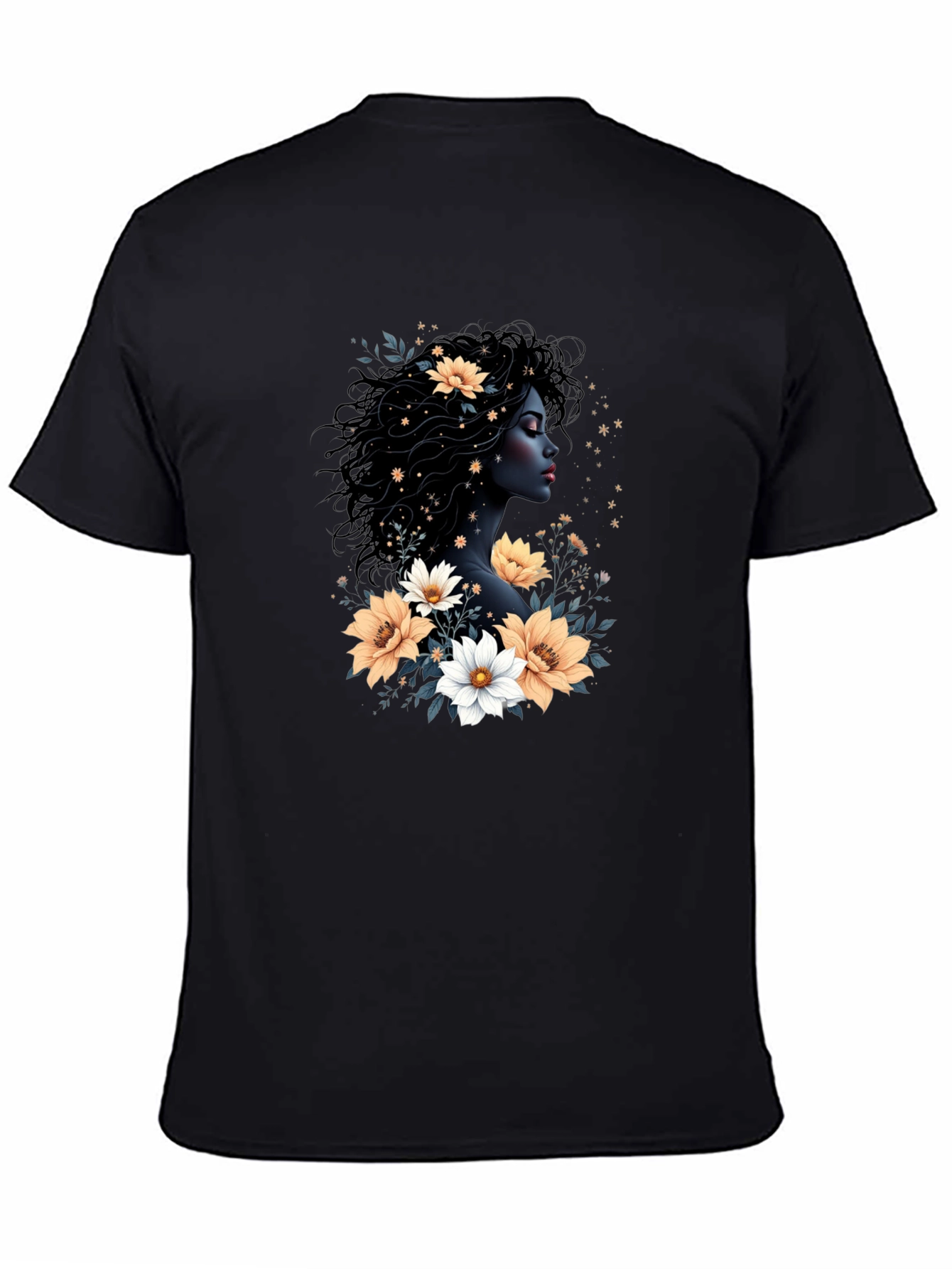 Floral Goddess Black T-Shirt