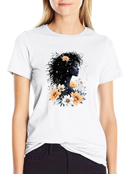 Floral Goddess Black T-Shirt