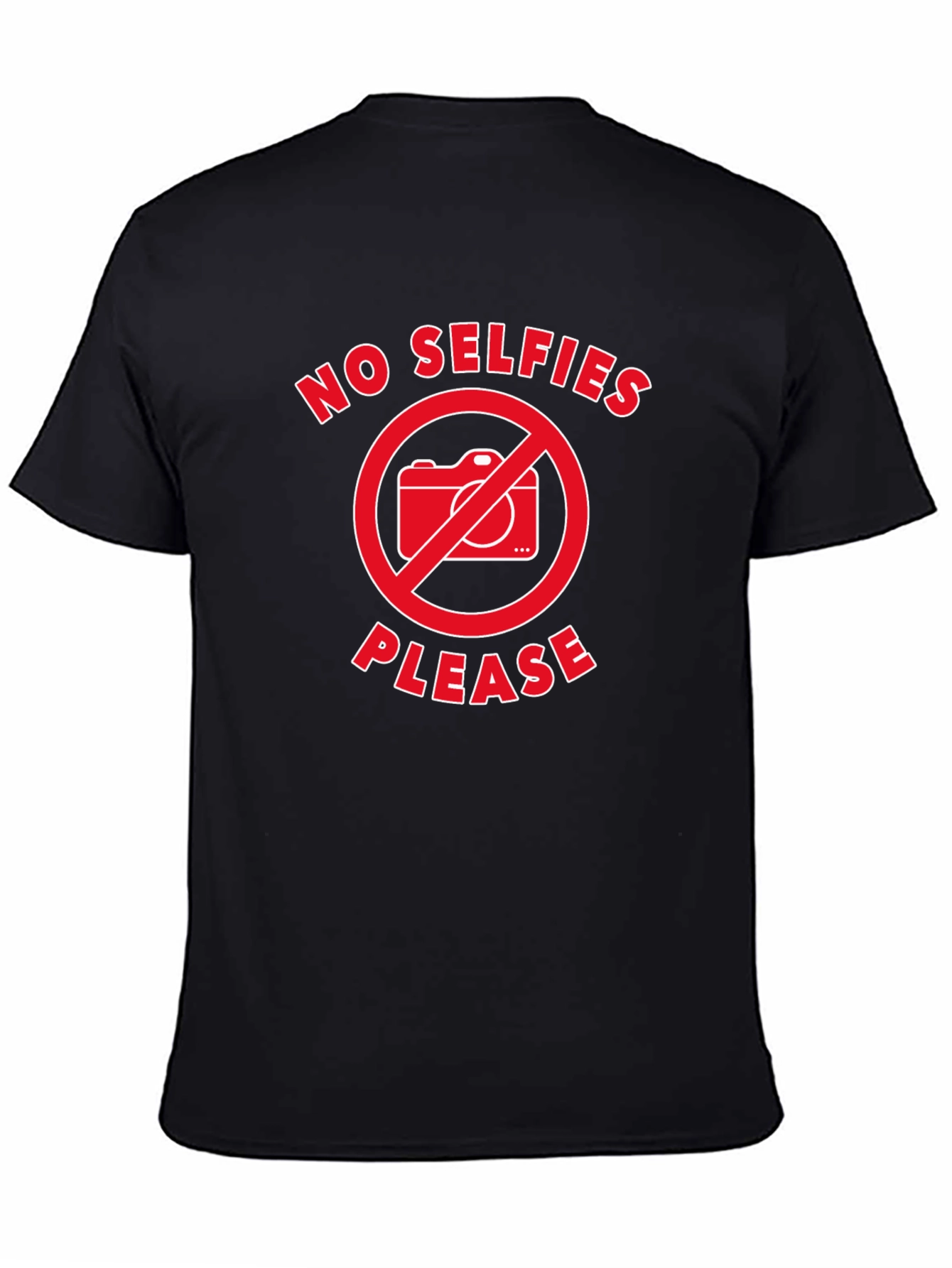 No Selfies Please T-Shirt - Black Graphic Tee