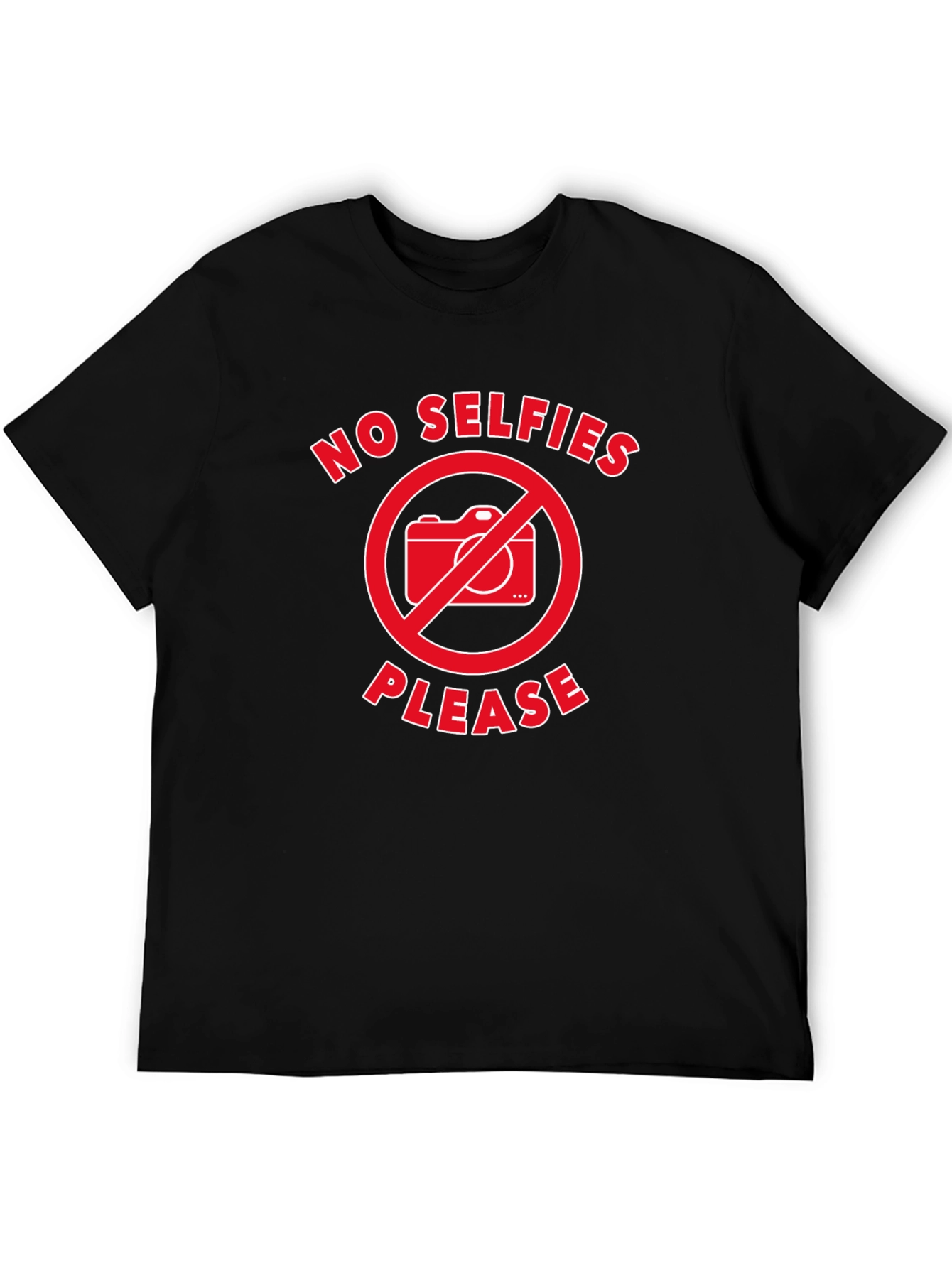 No Selfies Please T-Shirt - Black Graphic Tee