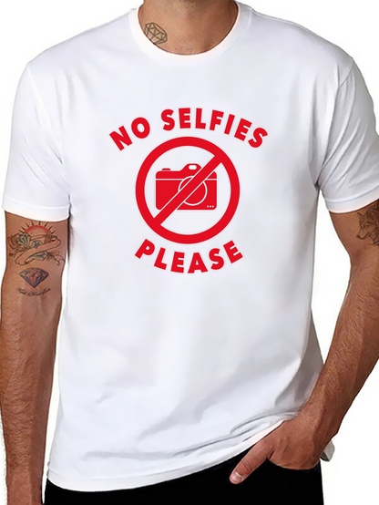 No Selfies Please T-Shirt - Black Graphic Tee