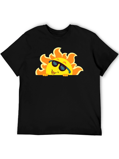 Cool Sun Graphic Tee - Black Cotton T-Shirt