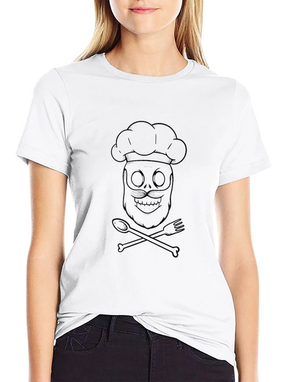 Chef Skull Graphic T-Shirt - Culinary Pirate Design