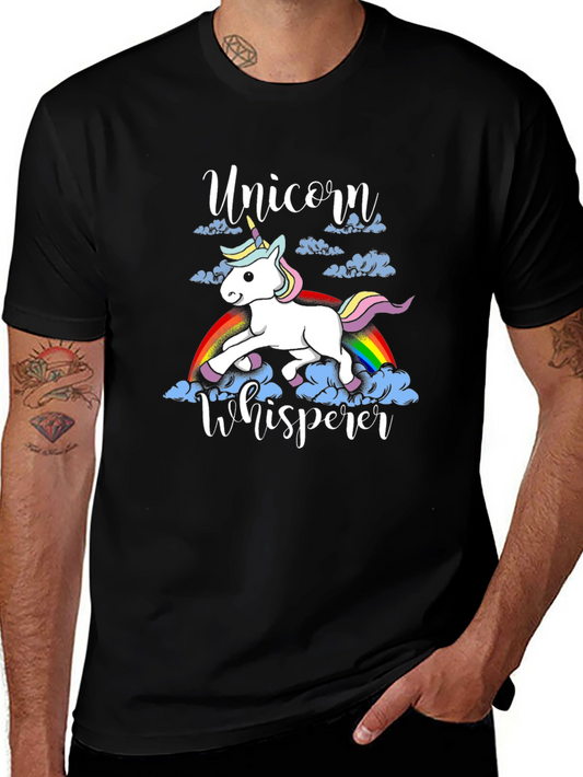 Unicorn Whisperer Graphic T-Shirt - Black Cotton Tee