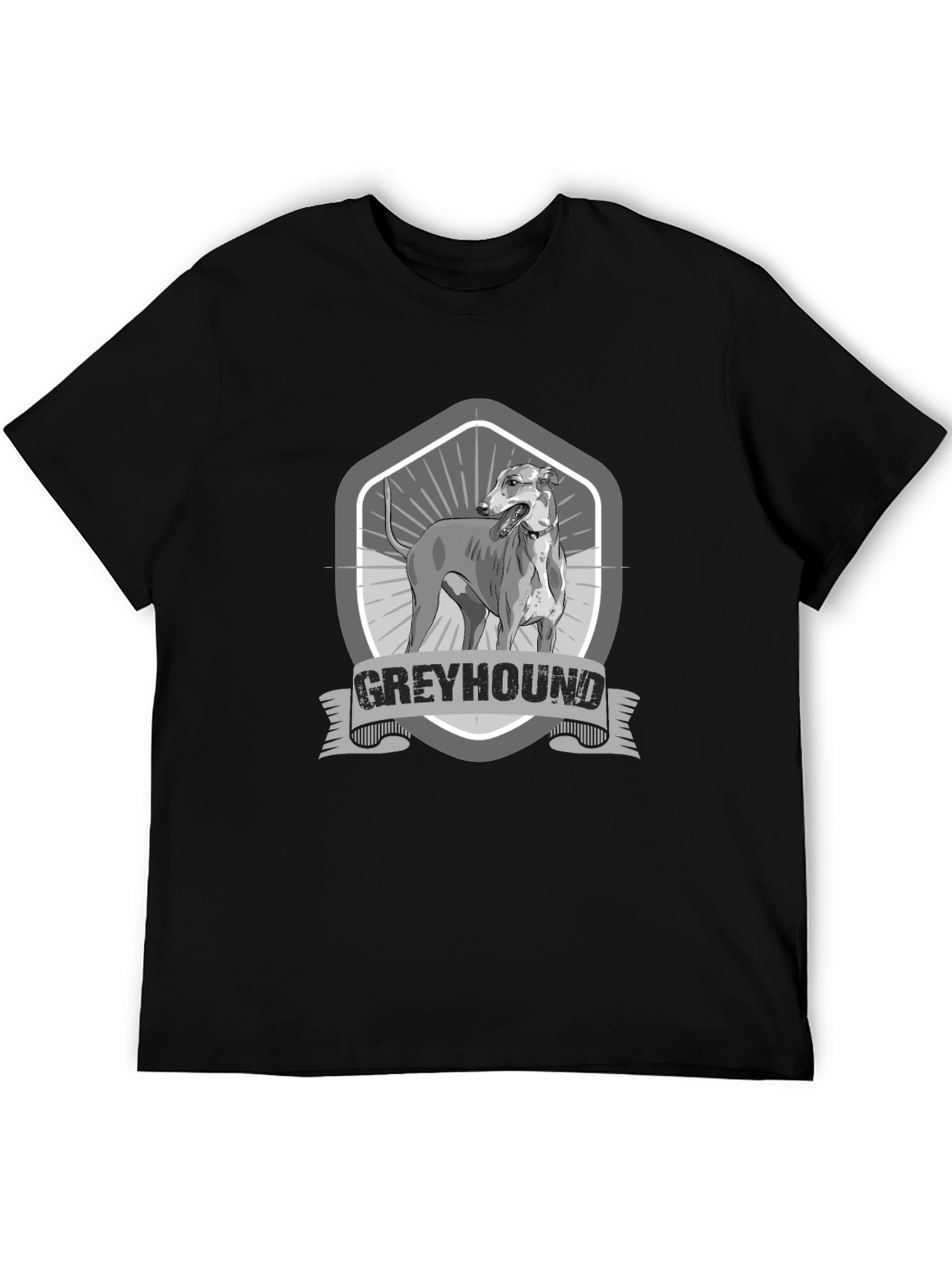 Greyhound Dog Graphic Print Black T-Shirt