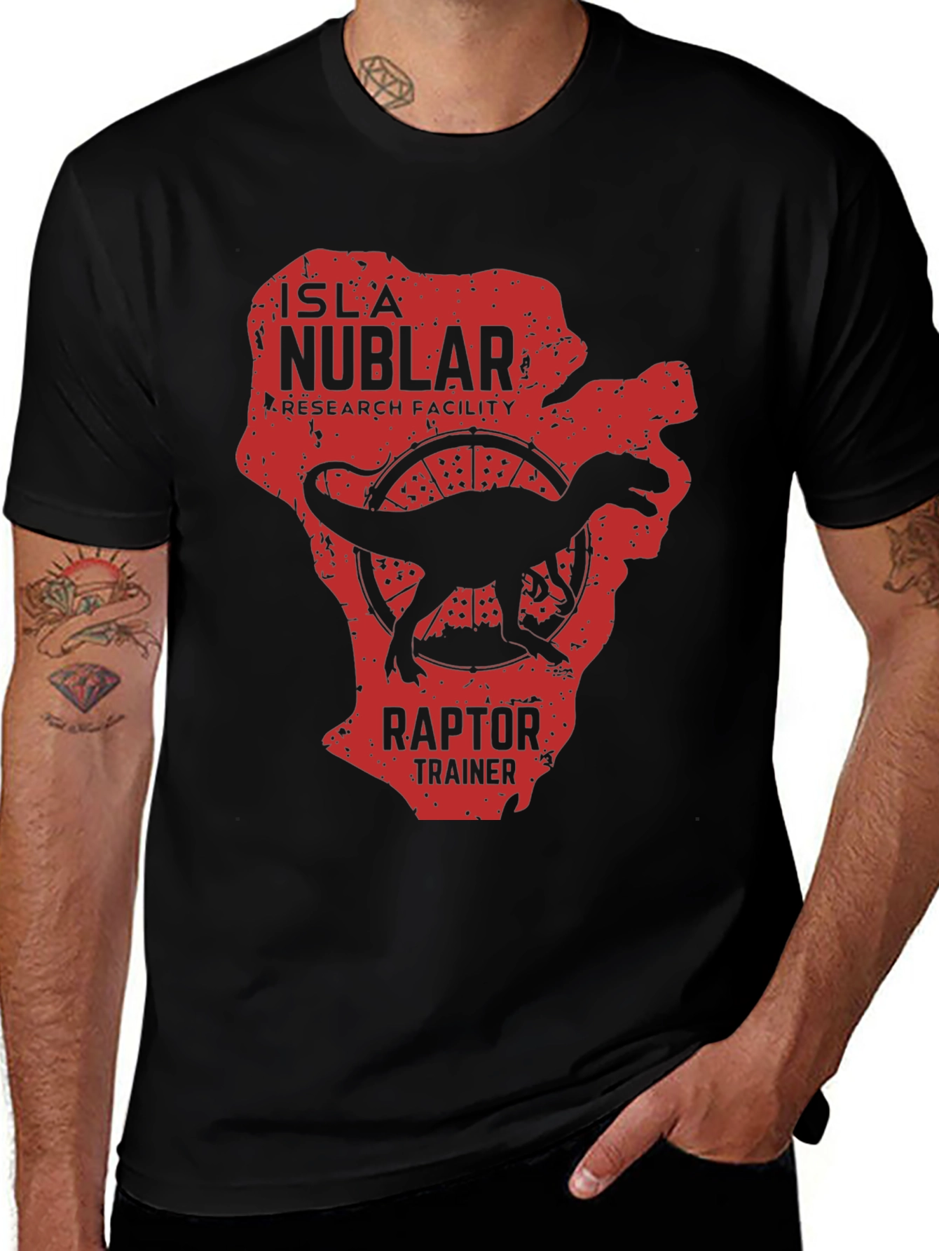 Isla Nublar Raptor Trainer Graphic Tee - Black